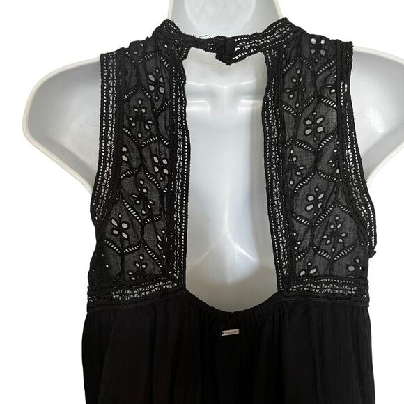 Volcom Women's Sunset Path Mini Dress Black Size Small Boho Crotchet Festival - Picture 5 of 10